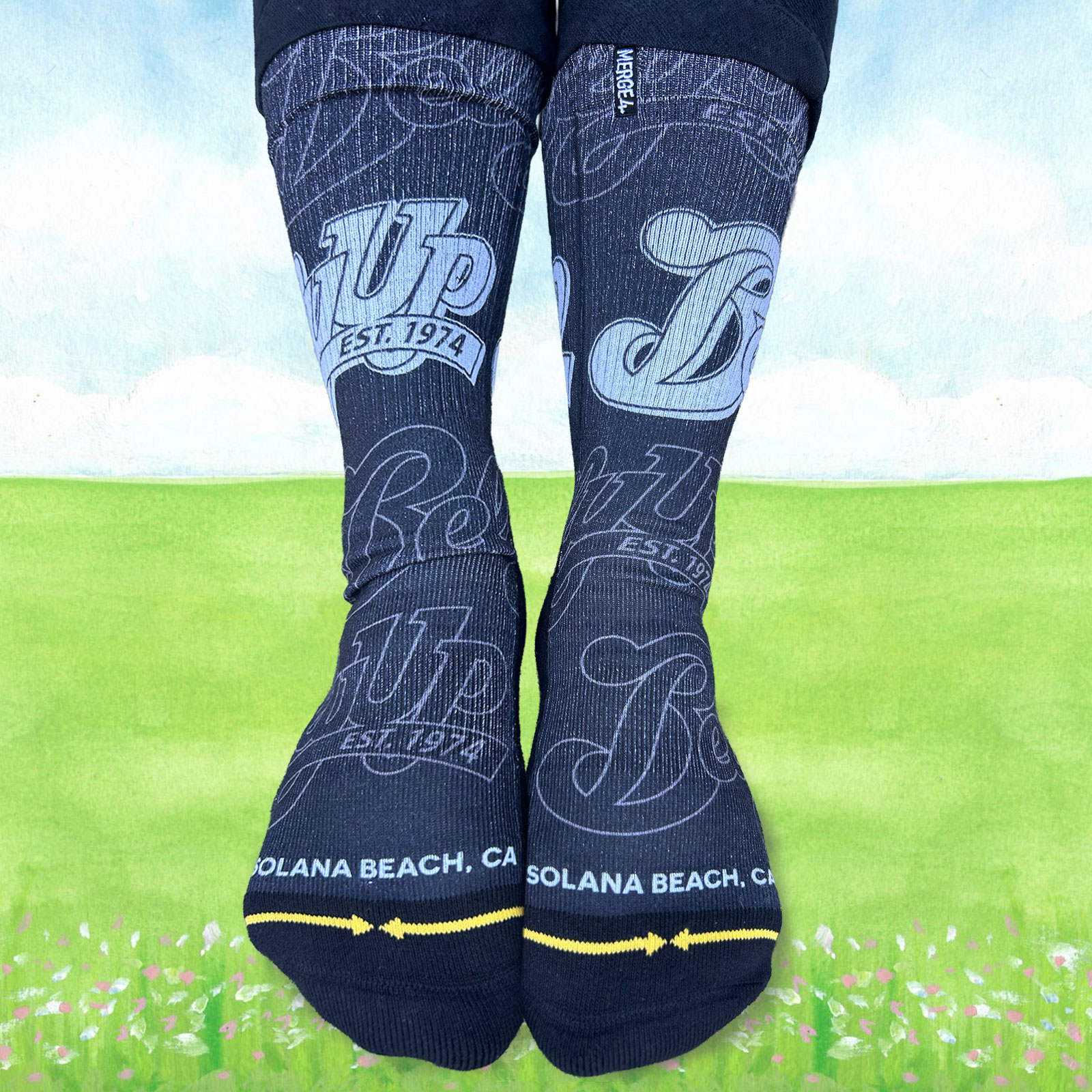 Front view of Black Logo Socks